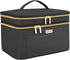 8.8L Double Layer Travel Makeup Bag, Large Cosmetic Case for Travel-Size Accessories, Brushes, and Skin Care - Black