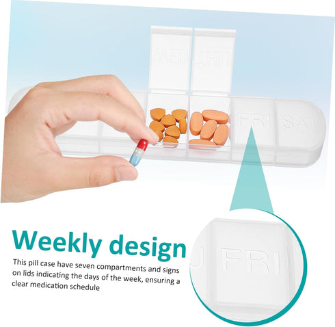 Ipetboom Portable Weekly Pill Organizer - Daily Holder with Separate Compartments