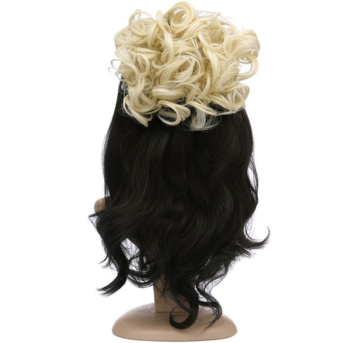 Messy Curly Hair Bun Extensions - Updo Hairpiece Chignons, Easy Stretch Hair Combs Clip in Ponytail Extensions
