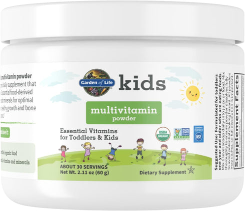 Garden of Life Kids Multivitamin Powder, Daily Vitamins and Minerals for Toddlers & Kids - Organic Toddler Multi Powder