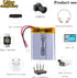 3.7V 500mAh Lipo Battery Rechargeable Lithium Polymer 403040 with JST Connector