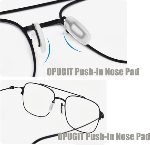 OPUGIT 5 Eyeglass Nose Pads Pairs Push in Soft Silicone Replacement Rectangle Push Slide Slip in Silicone Nosepads