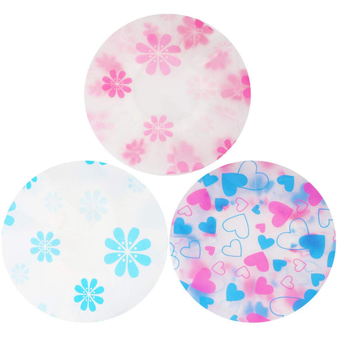 Shower Caps, 3 Pcs Waterproof Bath Caps with Elastic Band, Reusable Bath Hair Hat for Women Ladies Spa Salon