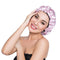 Stain Bonnet Silky Sleep Cap Adjustable Satin Cap for Night Sleeping - Reversible Double Layer Light Purple/Black