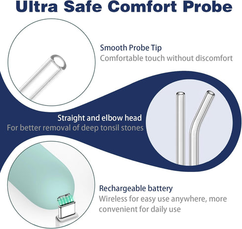 Electronic Tonsil Stone Remover Vacuum Kit with 3 Suction Modes, Oral Lamp, Irrigator, 5X Mirror, Instant Suction Tool