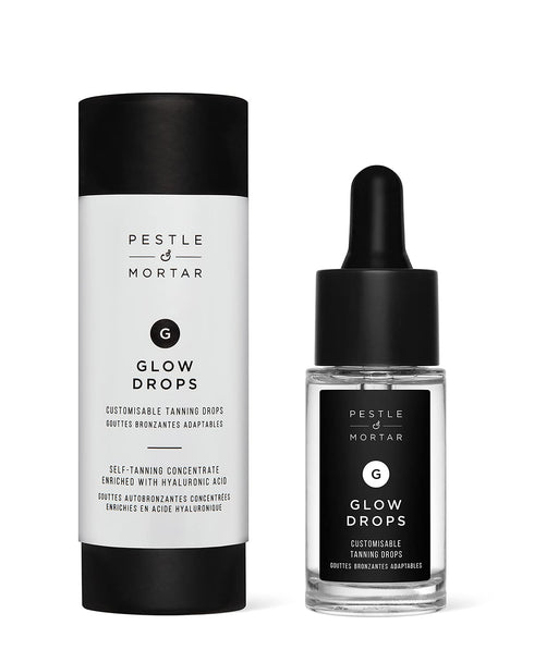 Pestle & Mortar Glow Drops - Sunless Self-Tan with Hyaluronic Acid. Customisable Self Tanner- For Men & Women,15ml