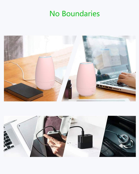 SOICARE Car Diffuser, Small Portable Essential Oil Diffuser with Built-in USB Cable, Mini Aromatherapy Diffuser (Pink)