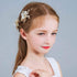 PRDGIRL Pack of 2 Wedding Flower Girl Hair Pins, Bride Pearl Hair Piece Crystals Hair Clips for Women and Girls (Gold)