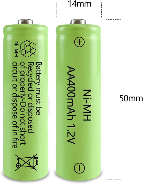 JINTION Solar Rechargeable Ni-MH AA Batteries, 8 Pack 400mAh