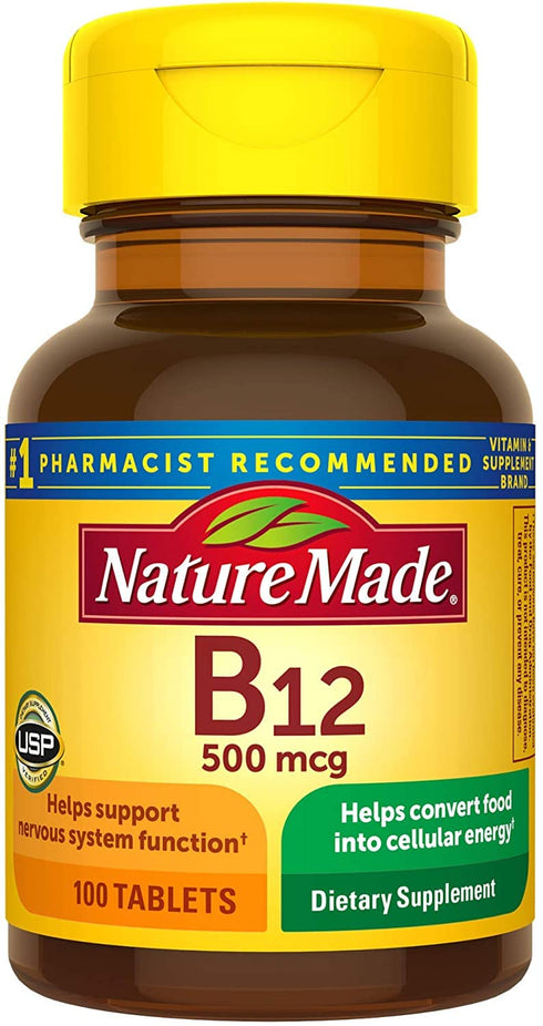 Nature Made Vitamin B-12 500 mcg Tablets, 100 ea, Pack of 2