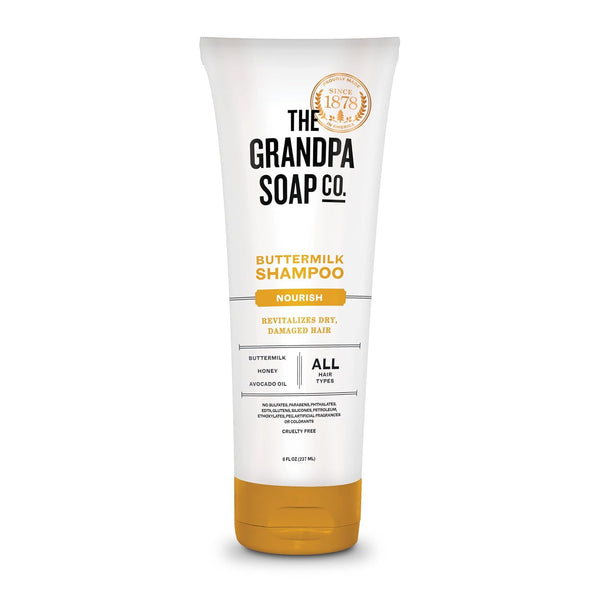 The Grandpa Soap Company Buttermilk Shampoo - Nourishing Formula with Honey & Avocado Oil, 8 Fl Oz