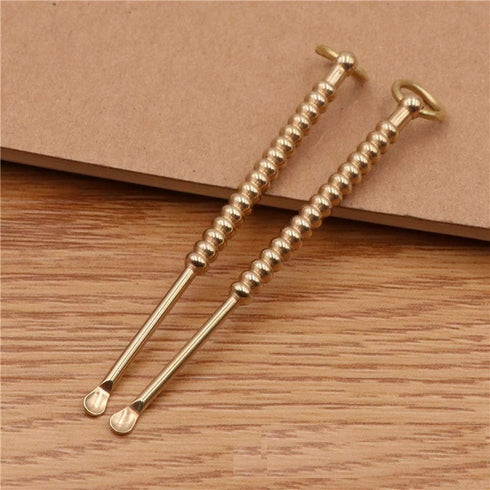 Vugyue 4Pcs Gold Ear Pick Ear Curette Cleaner, Brass Reusable Ear Cleaner with Key Ring, Earwax Removal Ear Care