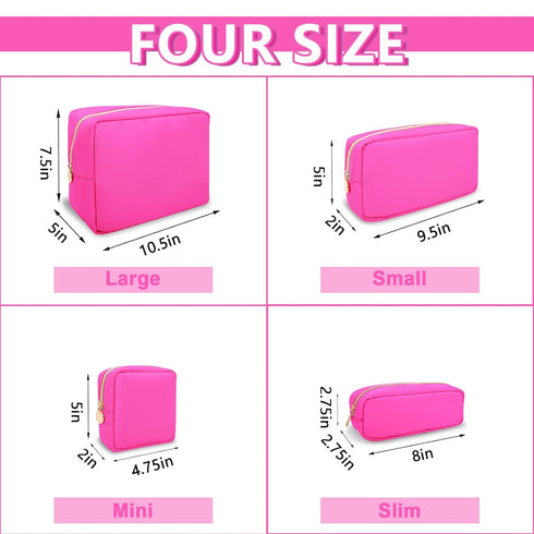 Waterproof Small Makeup Bag Pouch for Purse, Nylon Travel Toiletry Storage Bag, Cute Preppy Cosmetic Bag for Women,