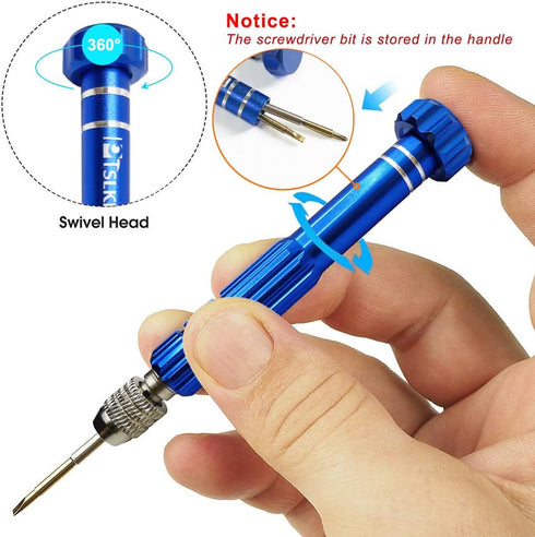 PTSLKHN Eye Glass Repairing Kit, Eyeglass Screwdriver with Screws, Small Precision Screwdriver, 15 Types Eyeglass Screws