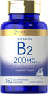 Carlyle Vitamin B-2, Riboflavin, 200mg, 150 Count, Vegetarian, Non-GMO & Gluten Free Essential Supplement