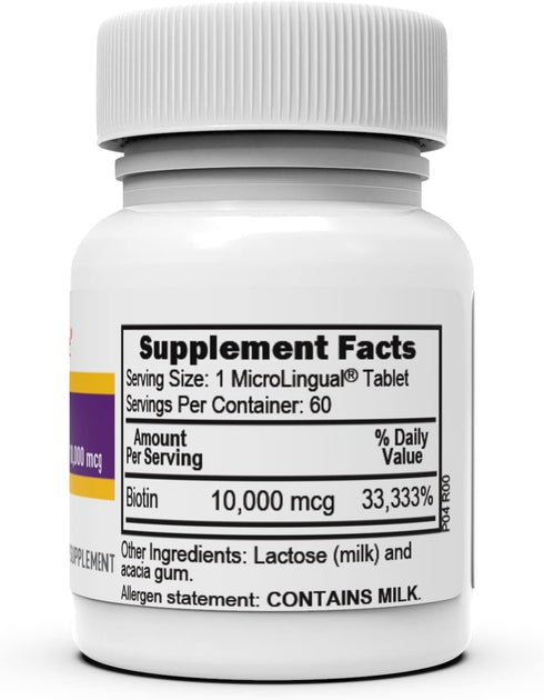 Superior Source Biotin 10,000 mcg - Daily Supplement for Hair Health & Growth, 60 Sublingual Tablets