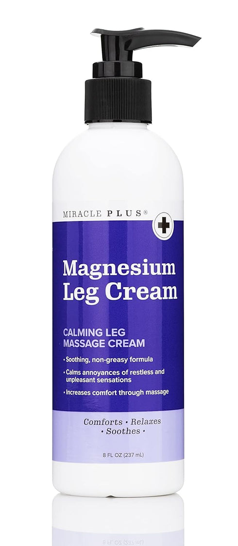 Miracle Plus Magnesium Cream for Leg Relief, Calming Lotion Herbal Moisturizer Topical Body Butter, 8 Oz