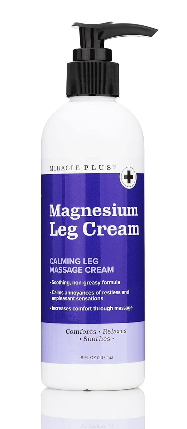 Miracle Plus Magnesium Cream for Leg Relief, Calming Lotion Herbal Moisturizer Topical Body Butter, 8 Oz