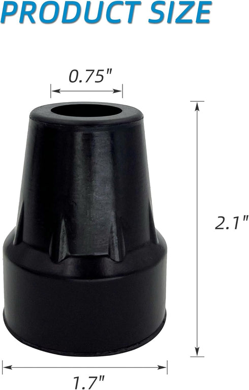 Replacement Cane Tips, 3/4 Inch, Black for Walking Canes