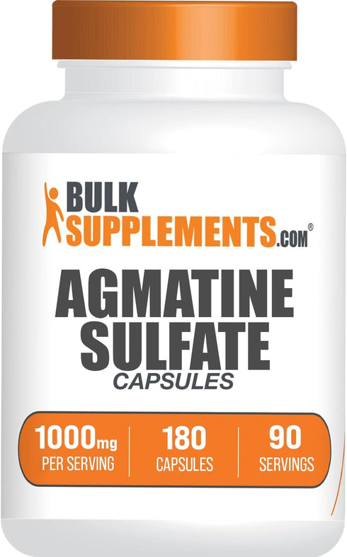 BulkSupplements.com Agmatine Sulfate Capsules, Nitric Oxide Supplement, 1000mg, Gluten Free, 180 Capsules