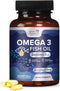 Omega 3 Fish Oil Triple Strength 2000 mg Softgels | 60 Fish Oil Softgels | Natural Brain Heart Joint Health & Immune
