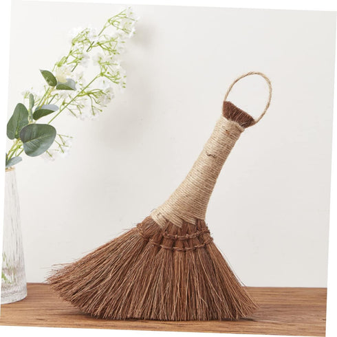 Small Soft Bristle Broom, Natural Cleaning Brush for Desktop, Household Duster, Light Brown Silk