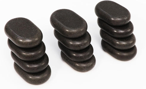Newworldmassage 12pcs Black Volcanic Lava Massage Stone Set for Full Body - Natural