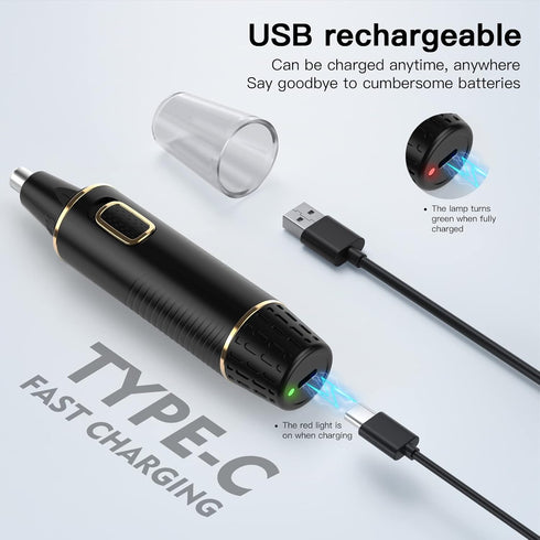 Nose Hair Trimmer for Men, 2024 Painless USB Rechargeable, Ear and Nose Hair Trimmer with Dual Edge Blades