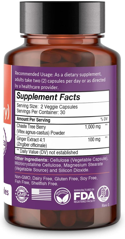 Intimate Rose Vitex Chasteberry Supplement for Women, 1000 mg for Hormone Balance, Fertility & PMS Support