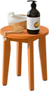 Round 16 Inch Bamboo Waterproof Shower Bathroom Stool Chair, Duty Wooden Bath