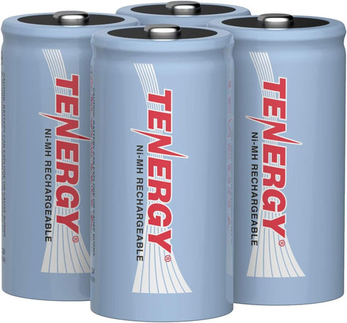 Tenergy C Size Battery 1.2V 5000mAh High Capacity NiMH Rechargeable, 4 Pack for Toys and More