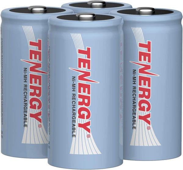 Tenergy C Size Battery 1.2V 5000mAh High Capacity NiMH Rechargeable, 4 Pack for Toys and More