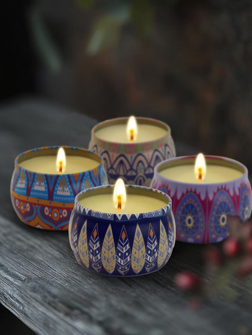 Set 4 Pack 8% 120H Scented Candles Gift for Women - Aromatherapy Candles with Essential Oils, Burn Time, Stress Relief