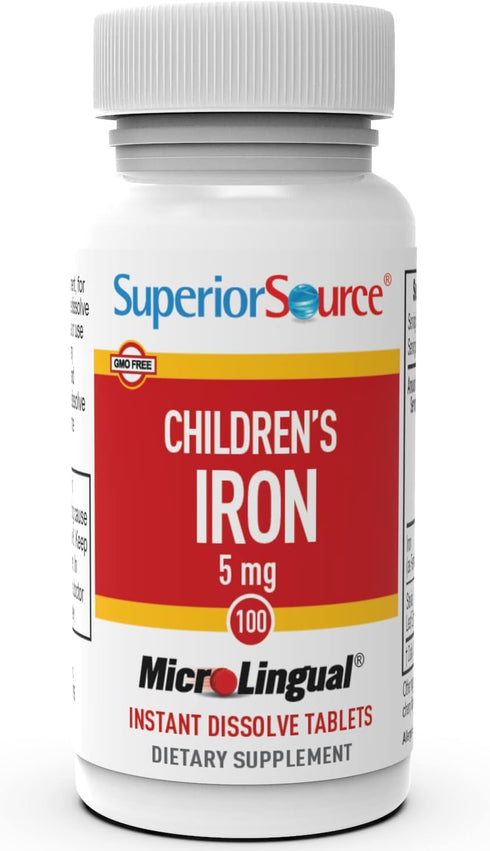 Superior Source Children’s Iron 5 mg, Quick Dissolve MicroLingual Tablets, 100 Count, Non-GMO