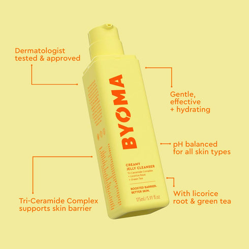 BYOMA Creamy Jelly Cleanser - Hydrating Facial Cleanser for Skin Barrier Repair - Tri-Ceramide Face Wash - 5.91 fl oz
