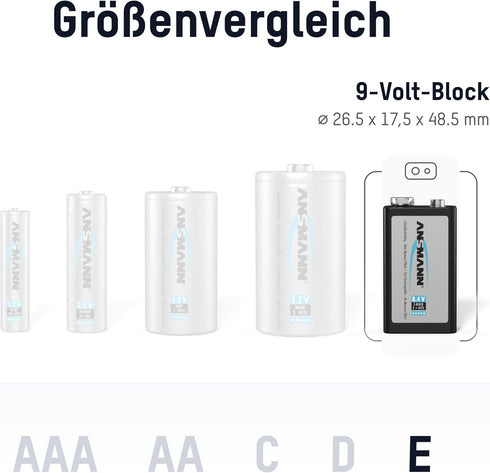 Ansmann 9V 300 mah Rechargeable Batteries