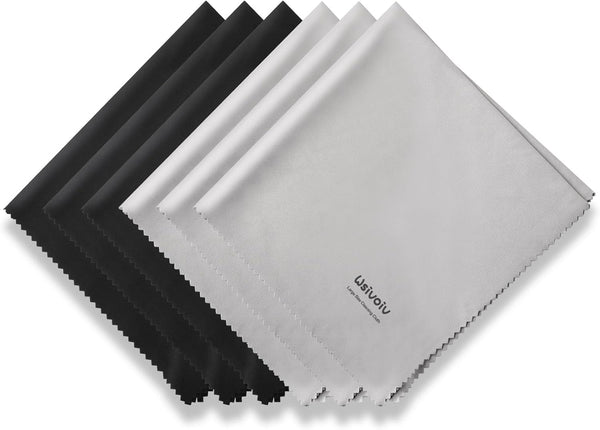 Wsivoiv 6PCS Large Eyeglass Cleaning Cloths, 12 x12 inches Glasses Cleaner, Individually Wrapped,