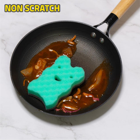 Odor Resistant Dual-Sided Non-Scratch Scrub Sponge for Coated Dishware