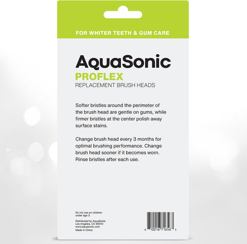 AquaSonic Proflex Replacement Brush Heads, Compatible with Many AquaSonic Toothbrush Handles, 8 Pack White