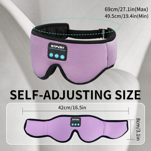 Sleep Mask Bluetooth Headphones, Soft Wireless Headband Eye Mask with Microphone - Purple