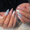 Stiletto Press on Nails, Medium Almond Fake Nails with French Tip and 3D Butterfly Flowers, 24Pcs Glossy Acrylic