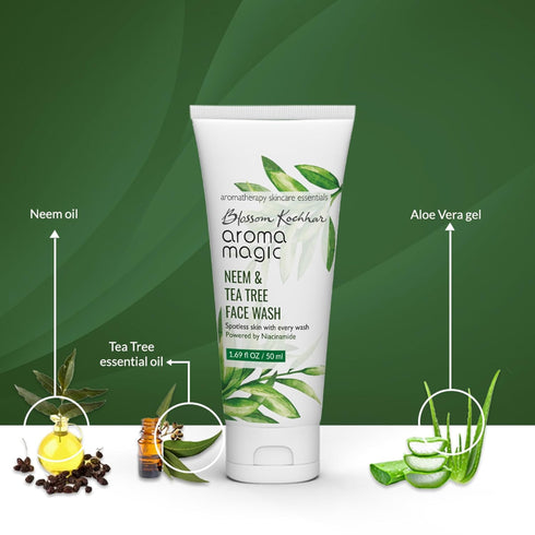 Neem & Tea Tree Face Wash with Niacinamide, Deep Cleansing & Pore Tightening, 3.38 Fl Oz