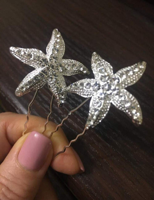 trendy Hairpin Starfish Hair Jewelry Star Rhinestone bobby pin Bridal Hair Pin barrette hair clip Crystal Headpiece Wedding Women Hair Accessory Prom Hair Dress 6pcs