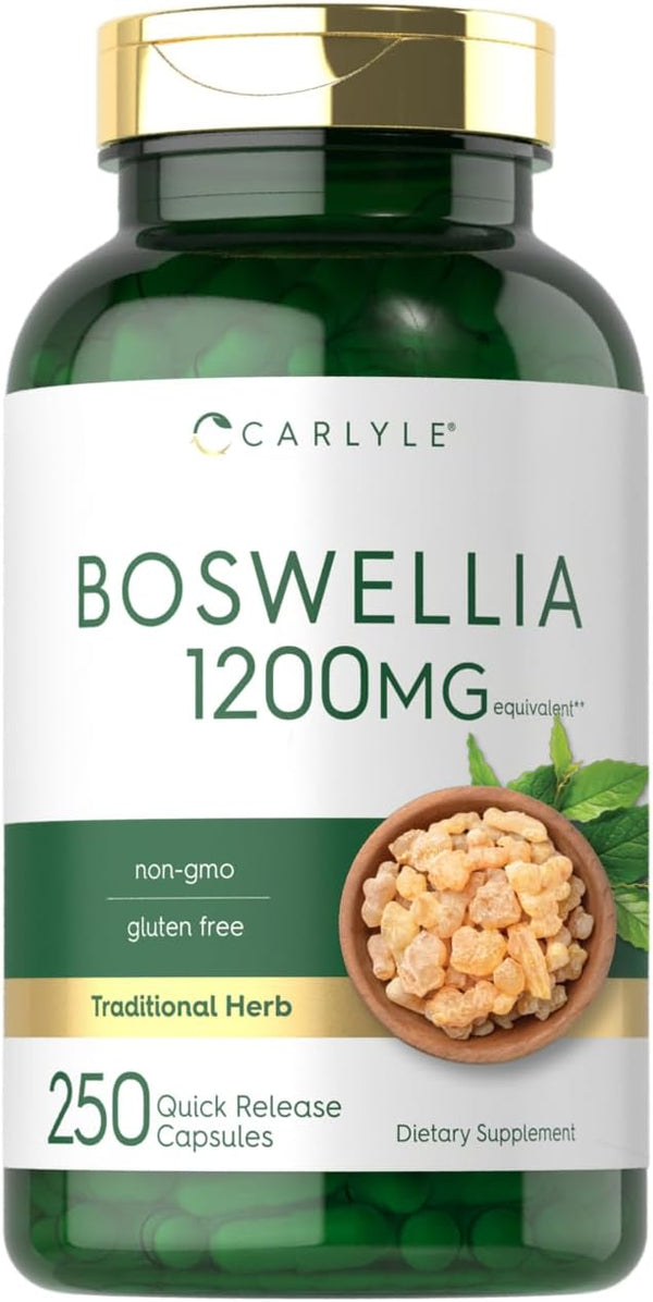 Carlyle Boswellia Extract Capsules 1200mg - 250 Count, Non-GMO, Gluten Free, Boswellia Serrata Complex
