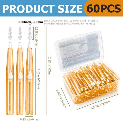 60PCS Soft Toothpick Refill Interdental Brush for Tooth Cleaning Tool, Flossing Head, Oral Hygiene for Braces