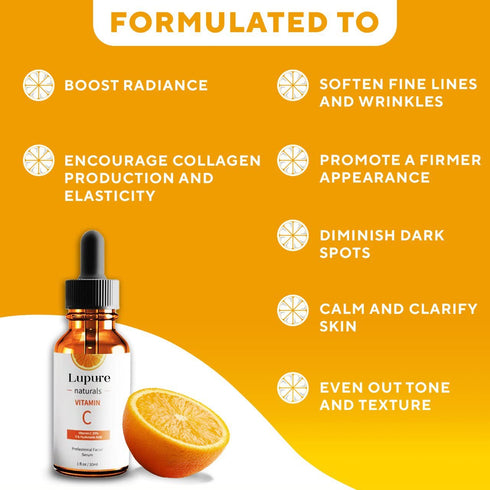 Professional Vitamin C Face Serum 20% - Anti Aging Facial Serum with Hyaluronic Acid & Vitamin E, 1 Fl. Oz