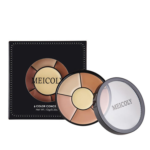 MEICOLY 6 Shades High Coverage Concealer, Tattoo Cover Palette with 8 pcs White Makeup Sponges