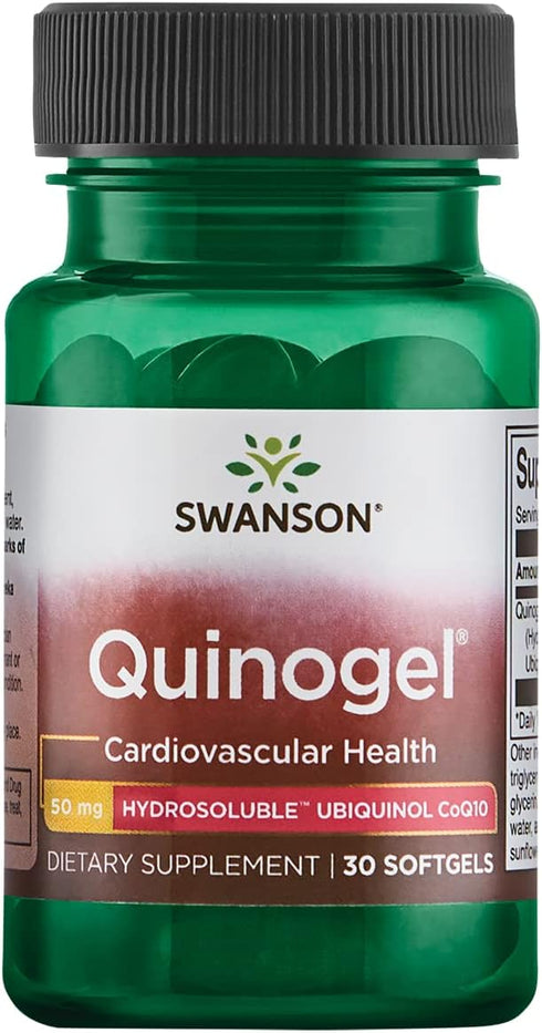 Swanson Quinogel (Hydrosoluble Ubiquinol Coq10) 50 Milligrams - 30 Sgels