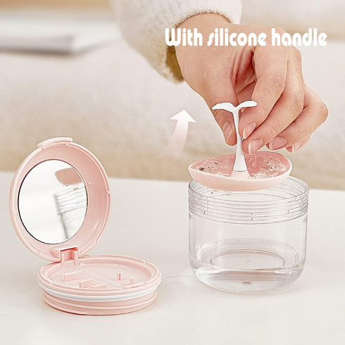 MURRI&MURRDI Retainer Case, Denture Bath Box with Strainer Basket, Cute Holder for Travel (Pink)