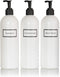 Silkscreened Empty Shower Bottle Set, 3-Pack, 16 oz Cosmo/Bullet, for Shampoo, Conditioner, Body Wash, White